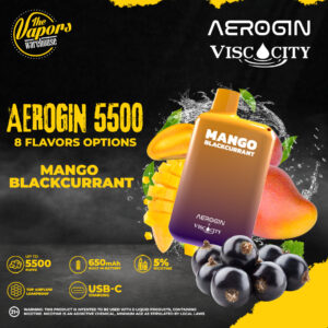 AEROGIN DISPOSABLE DEVICE (5500 Puffs) Viscocity Mango Blackcurrant