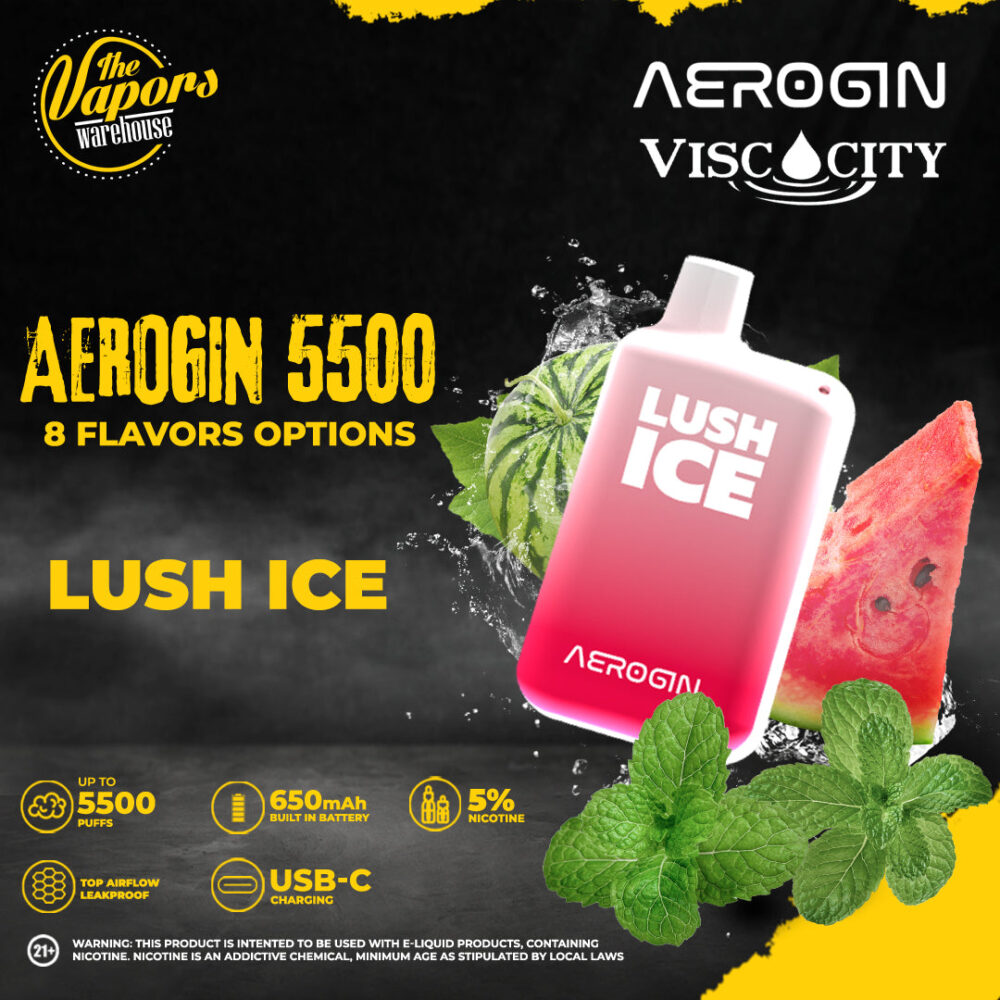 AEROGIN DISPOSABLE DEVICE (5500 Puffs) Lush Ice