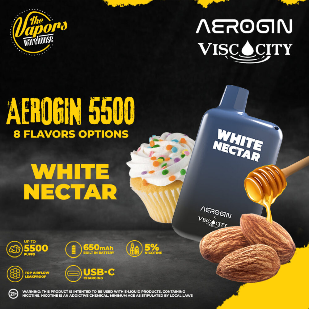 AEROGIN DISPOSABLE DEVICE (5500 Puffs) Viscocity White Nectar