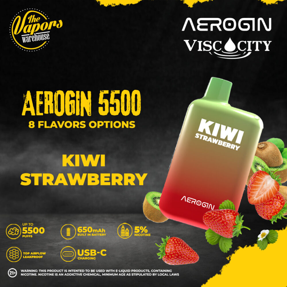 AEROGIN DISPOSABLE DEVICE (5500 Puffs) Kiwi Strawberry