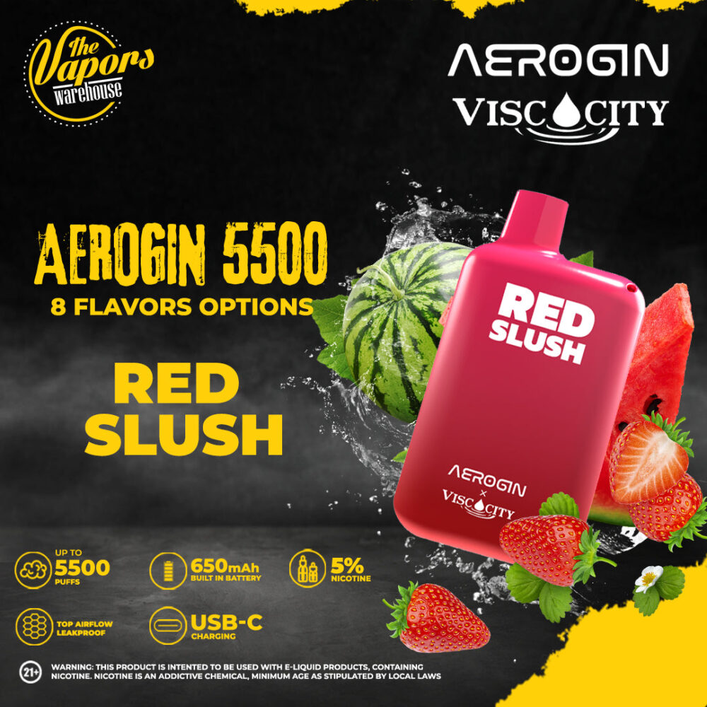 AEROGIN DISPOSABLE DEVICE (5500 Puffs) Viscocity Red Slush