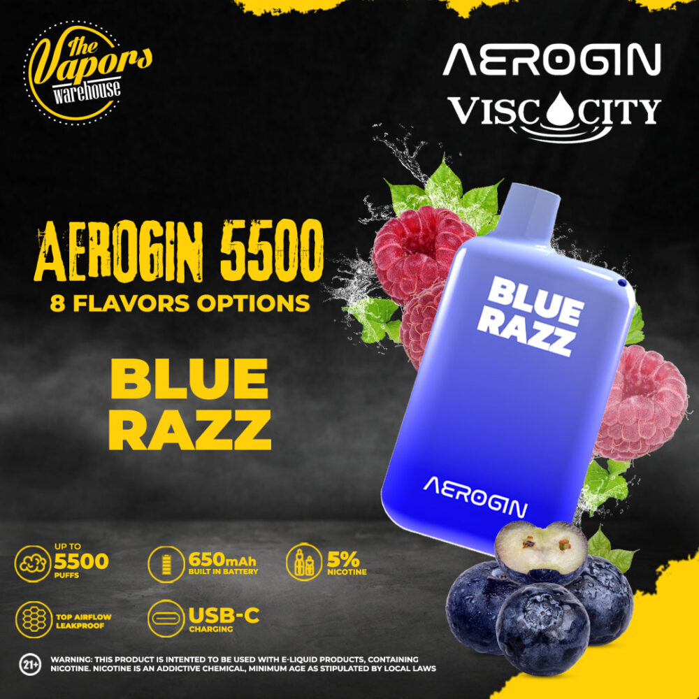 AEROGIN DISPOSABLE DEVICE (5500 Puffs) Blue Razz