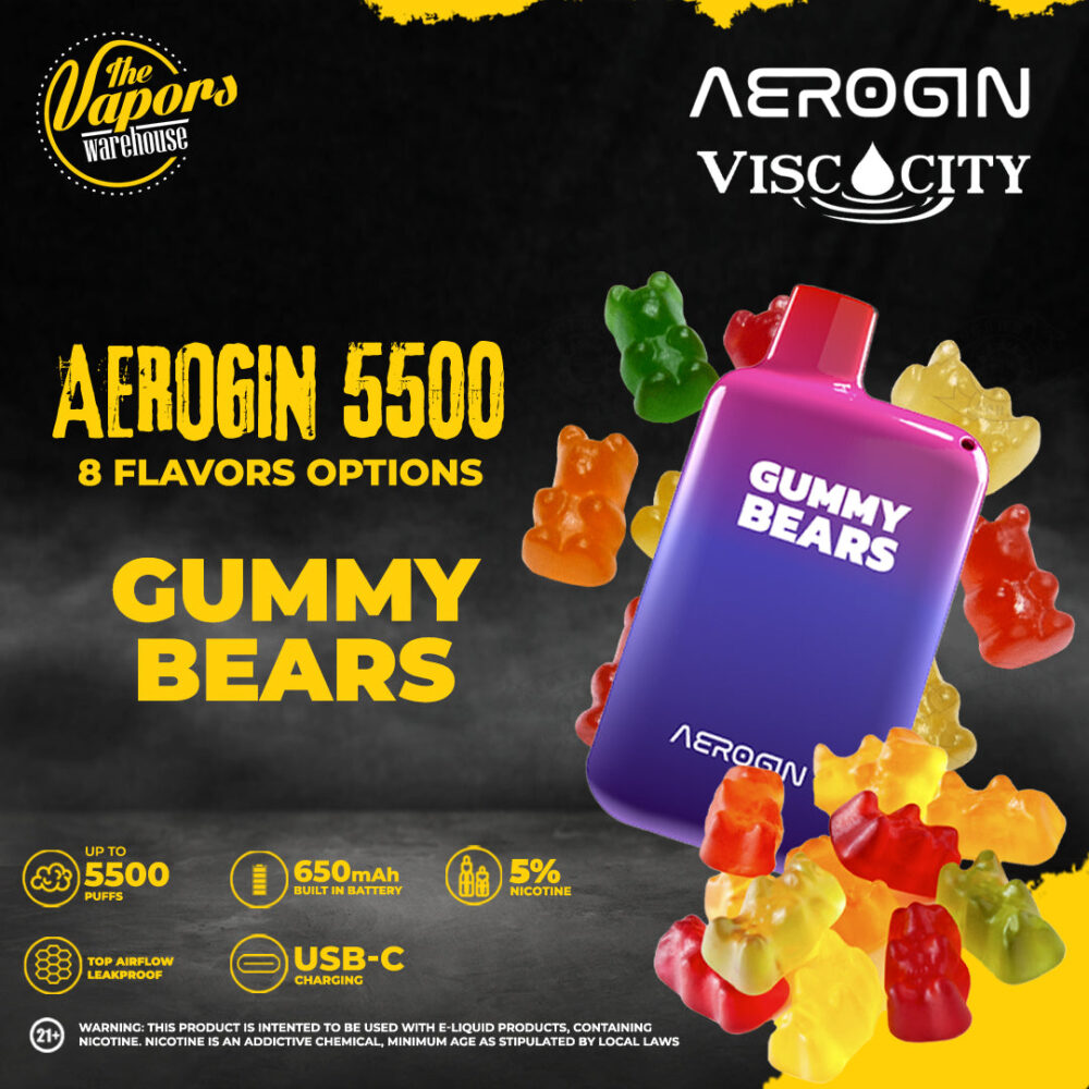 AEROGIN DISPOSABLE DEVICE (5500 Puffs) Gummy Bears