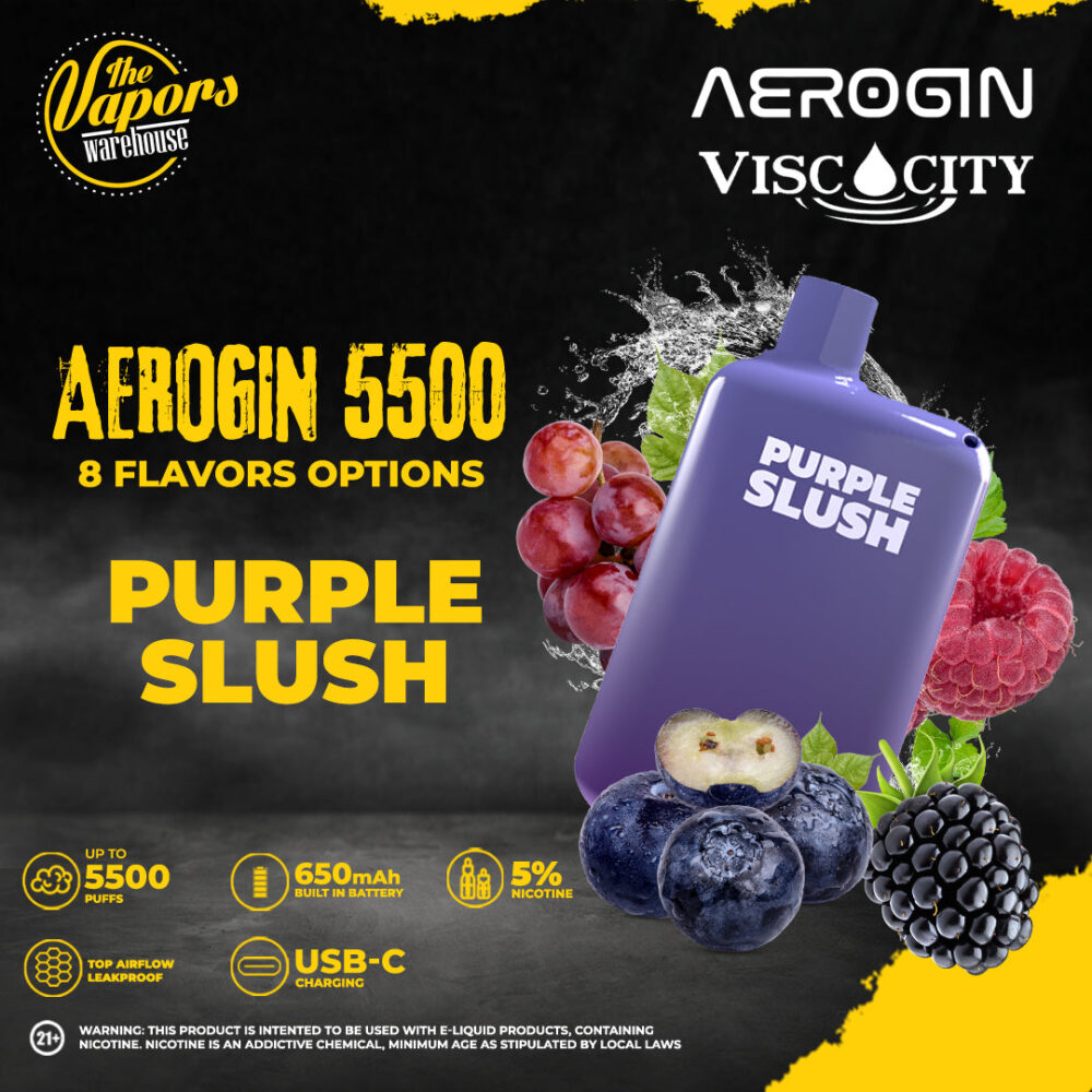 AEROGIN DISPOSABLE DEVICE (5500 Puffs) Purple Slush