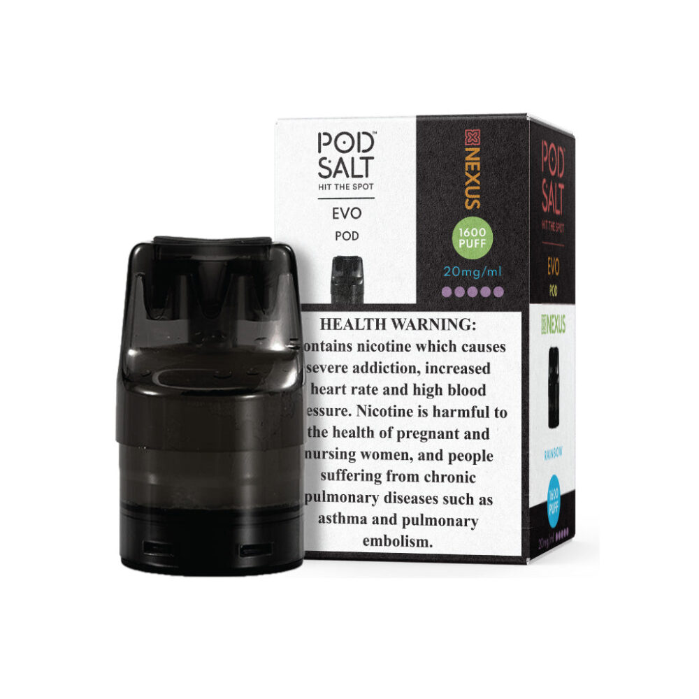 PODSALT EVO PODS Nexus - Guava Granadilla / 2%,Core - Guarana / 2%,Core - Candy / 2%,Nexus - Aloe Grape / 2%,Nexus - Rainbow / 2%,Core - Pineapple Ice / 2%,Nexus - Peach Mango / 2%,Core - Orange Ice / 2%,Nexus - Strawberry Dragonfruit / 2%,Nexus - Soul Mango / 2%,Nexus - Tobacco / 2%,Nexus - Strawberry Kiwi / 2%,Nexus - Strawberry Ice Cream / 2%