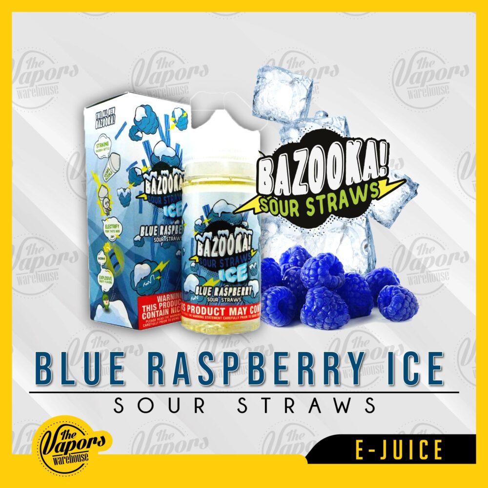 bazooka vape blue raspberry sour straws on ice
